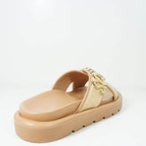 PAPETE TIRAS CRUZADAS BEGE LOGO DOURADO S 21538 0025 0001 SCHUTZ - Vintedoisk